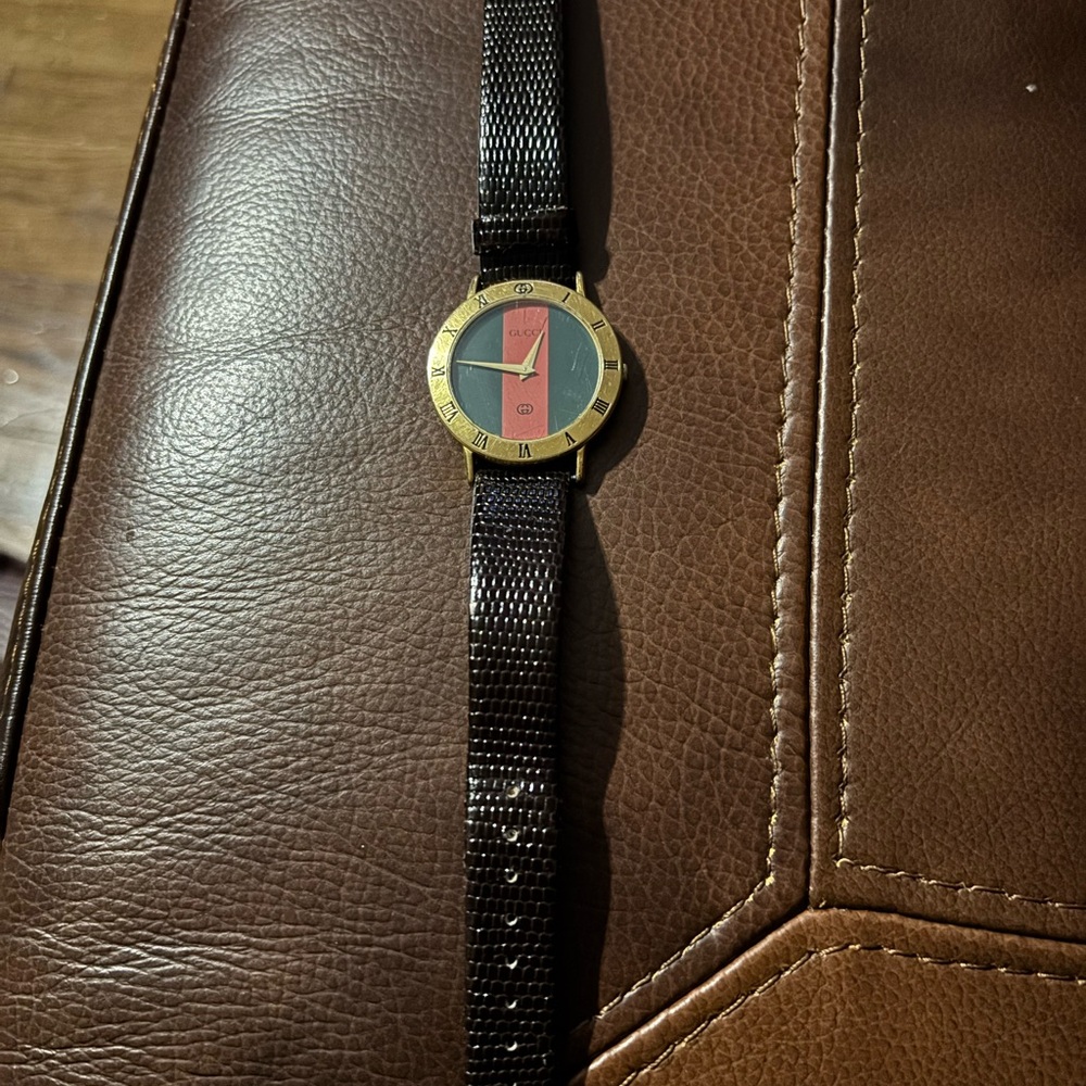 Gold and Black Watch with Mesh Band